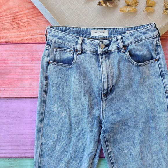 PacSun Acid Wash High Waist Cropped Mom Jeans 29 - Picture 5 of 12